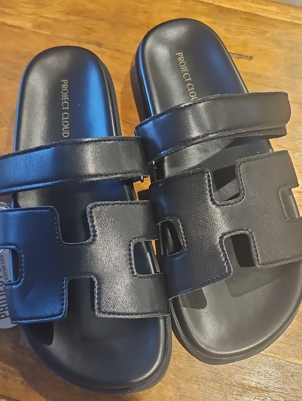 New! Black Project Cloud Leather Sandals_Size 8